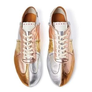 Marni Gold & Silver Statement Leather Sneakers